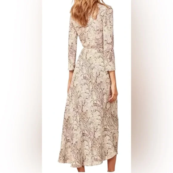 Reformation Jaz Wrap Snake Print Dress Size XL - Picture 3 of 8
